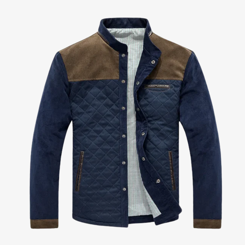Gesteppte Herren Hemdjacke mit Velours-Details