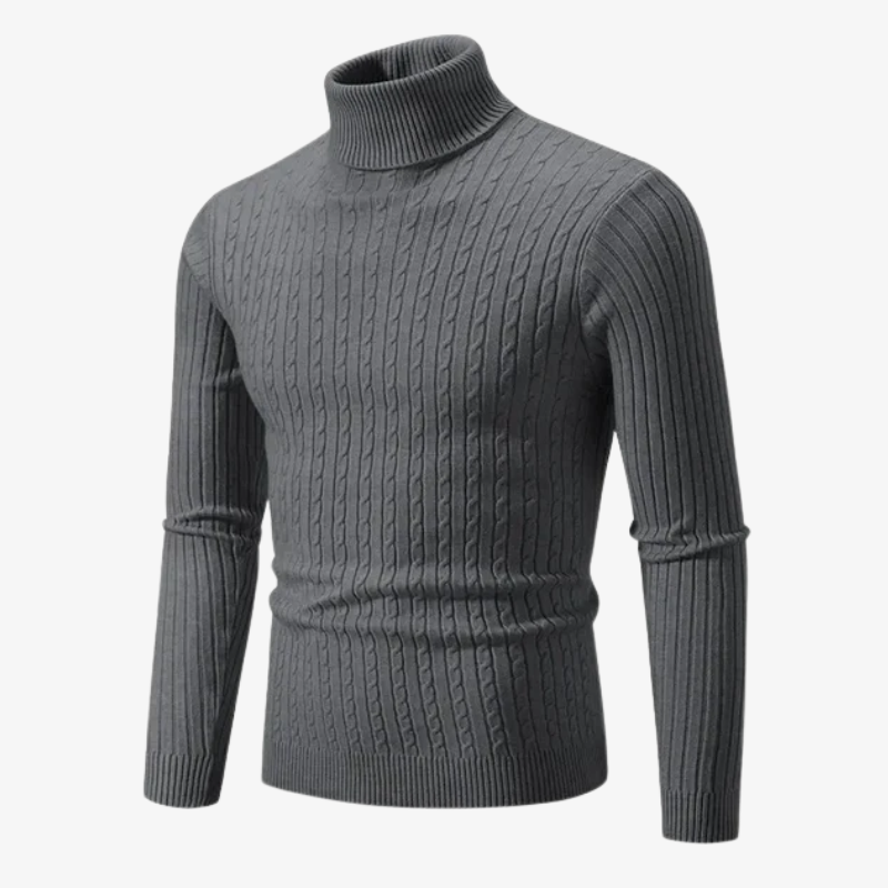 Herren Rollkragenpullover mit Zopfmuster